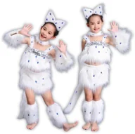 Stroje karnawałowe - Kostium Przebranie Strój Kota Kot Kotek Ogon Uszy Cosplay Bal Karnawał 98 104 Cm - miniaturka - grafika 1