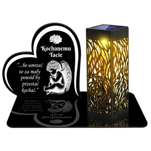 ZNICZ SOLARNY LED WIECZNY PODSTAWKA NA CMENTARZ GRÓB lampka Serce 3D DLA TATY - Lampiony i znicze - miniaturka - grafika 1