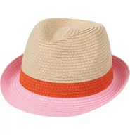 Czapki dla dzieci - Kapelusz słomkowy dla dziewczynki, z kolorowym paskiem - miniaturka - grafika 1