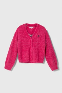 Swetry dla dziewczynek - Tommy Hilfiger kardigan dziecięcy kolor różowy - grafika 1