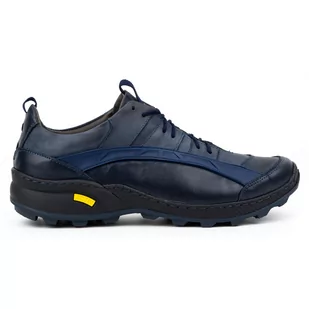 Buty męskie skórzane trekkingowe 405KZ czarne z niebieskim - Buty Olivier - Buty trekkingowe męskie - miniaturka - grafika 1