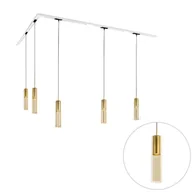 Lampy sufitowe - QAZQA Nowoczesny system oświetlenia szynowego z 5 złotymi lampami wiszącymi jednofazowymi - Iconic Lloyd - miniaturka - grafika 1