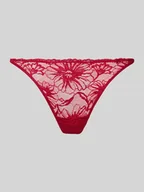 Majtki damskie - Stringi z półprzezroczystym wzorem z koronki - miniaturka - grafika 1