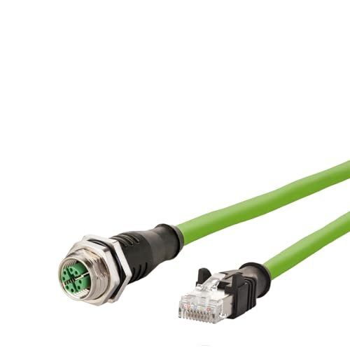 Metz Connect 142M2X25050 M12 kabel sieciowy, kabel krosowy CAT 6a S/FTP 5,00 m zielony płaszcz PUR, kwas