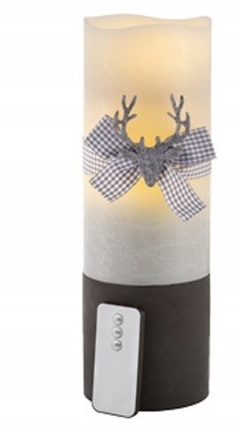 Świeca woskowa Deco LED 30cm szara