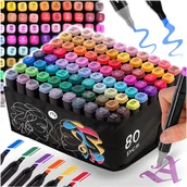 Akcesoria i części modelarskie - Markery alkoholowe z torbą 80 szt Nukido NK-912 - miniaturka - grafika 1