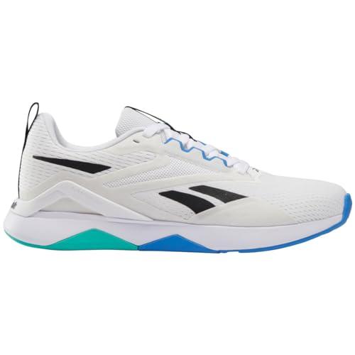 Reebok Męskie tenisówki NANOFLEX TR 2, obuwie białe/czarne/rozpinane zielone, rozmiar 39