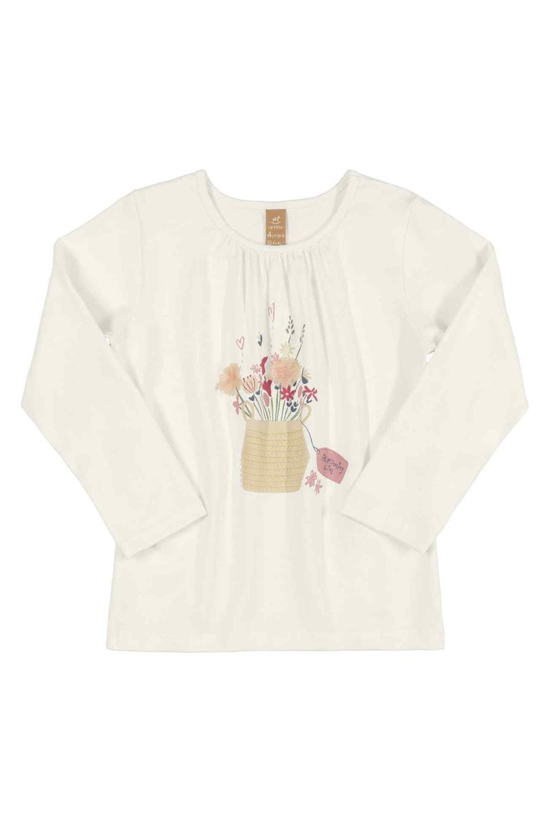 Dziewczęca bluzka z długim rękawem Bluza biała, Up Baby