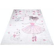 Dywany dla dzieci - Jasnoróżowy dywan dziecięcy z baletnicą i sercami - Feso 4X - miniaturka - grafika 1