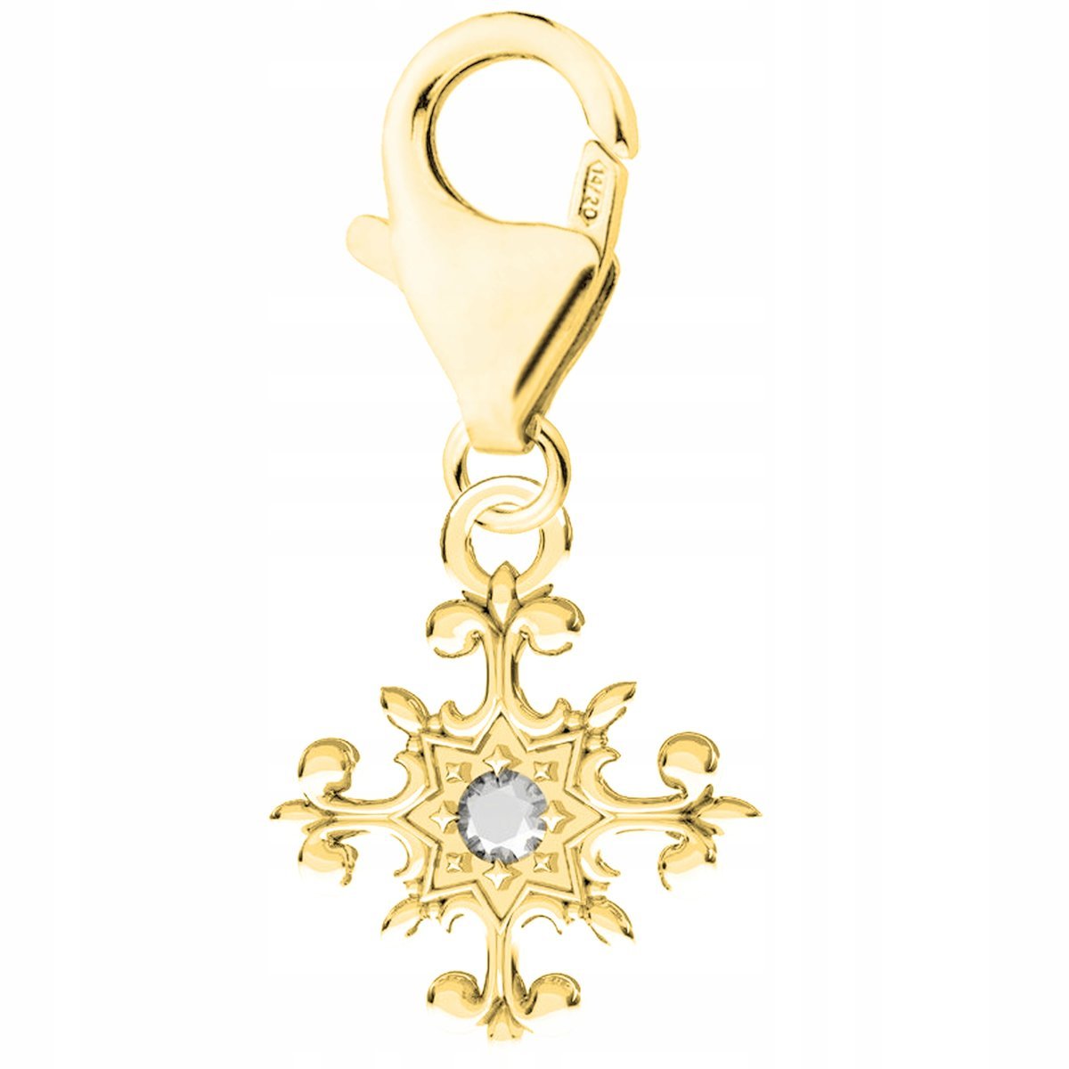 Złota Zawieszka z Krzyżem Cross Ozdobny Krzyż Krzyżyk Cyrkonia SREBRO 925