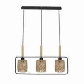 Lampy sufitowe - CROWN LAMPA WISZĄCA CZARNY 3X40W E27 ABAŻUR BEŻOWY - miniaturka - grafika 1