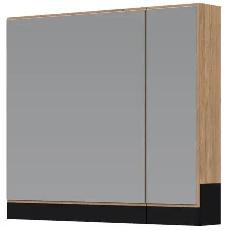 Szafka łazienkowa DUESA 2D 80cm dąb złoty z lustrem HALMAR