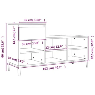 Szafka na buty, szary dąb sonoma, 102x36x60 cm - Szafki na buty - miniaturka - grafika 12