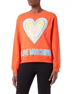 Bluzy damskie - Love Moschino Damska bluza wielokolorowa z sercem, pomarańczowy, 44 - miniaturka - grafika 1
