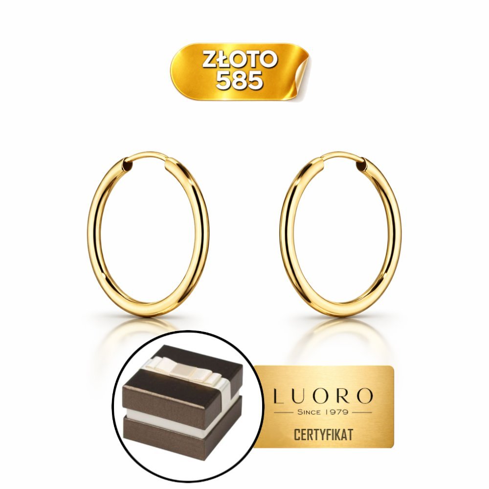 KOLCZYKI ZŁOTE 585 14K KOŁA 18 MM LEKKIE ZAPIĘCIE KREOL ELEGANCKIE