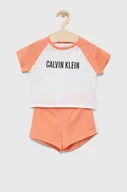 Piżamy dla dziewczynek - Calvin Klein Underwear piżama bawełniana dziecięca kolor pomarańczowy wzorzysta - miniaturka - grafika 1