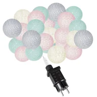 Oświetlenie świąteczne - Cotton balls 20 led lampki dekoracyjne, girlanda na prąd turkusowo-różowe CL0152 - miniaturka - grafika 1
