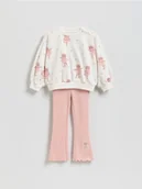 Bluzy dla dziewczynek - Reserved - Bawełniany komplet z nadrukiem - pastelowy róż - miniaturka - grafika 1