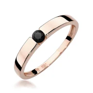 Pierścionki - Złoty pierścionek Czarny Diament 0,12ct różowe złoto pr. 585 - miniaturka - grafika 1