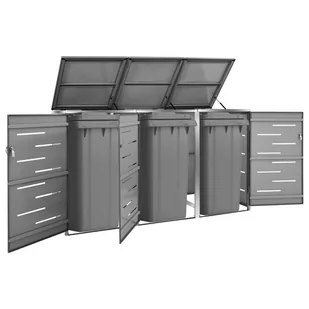 vidaXL Osłona na 3 kosze na śmieci 207x77,5x115 cm stal nierdzewna 149560 - Kosze na śmieci - miniaturka - grafika 2