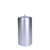 Świece - Świeca klasyczna walec metaliczna srebrna 150 x 70 - miniaturka - grafika 1
