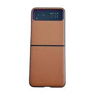Etui i futerały do telefonów - Etui na telefon z teksturą skóry w jednolitym kolorze do Motorola Razr 40 Brown - miniaturka - grafika 1
