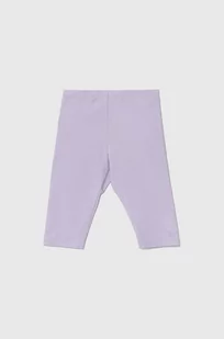 United Colors of Benetton legginsy dziecięce kolor fioletowy gładkie - Spodnie i spodenki dla dziewczynek - miniaturka - grafika 1