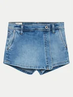 Spodenki damskie - Pepe Jeans Szorty jeansowe A-Line Skort Hw Jr PG800862 Niebieski Regular Fit - miniaturka - grafika 1