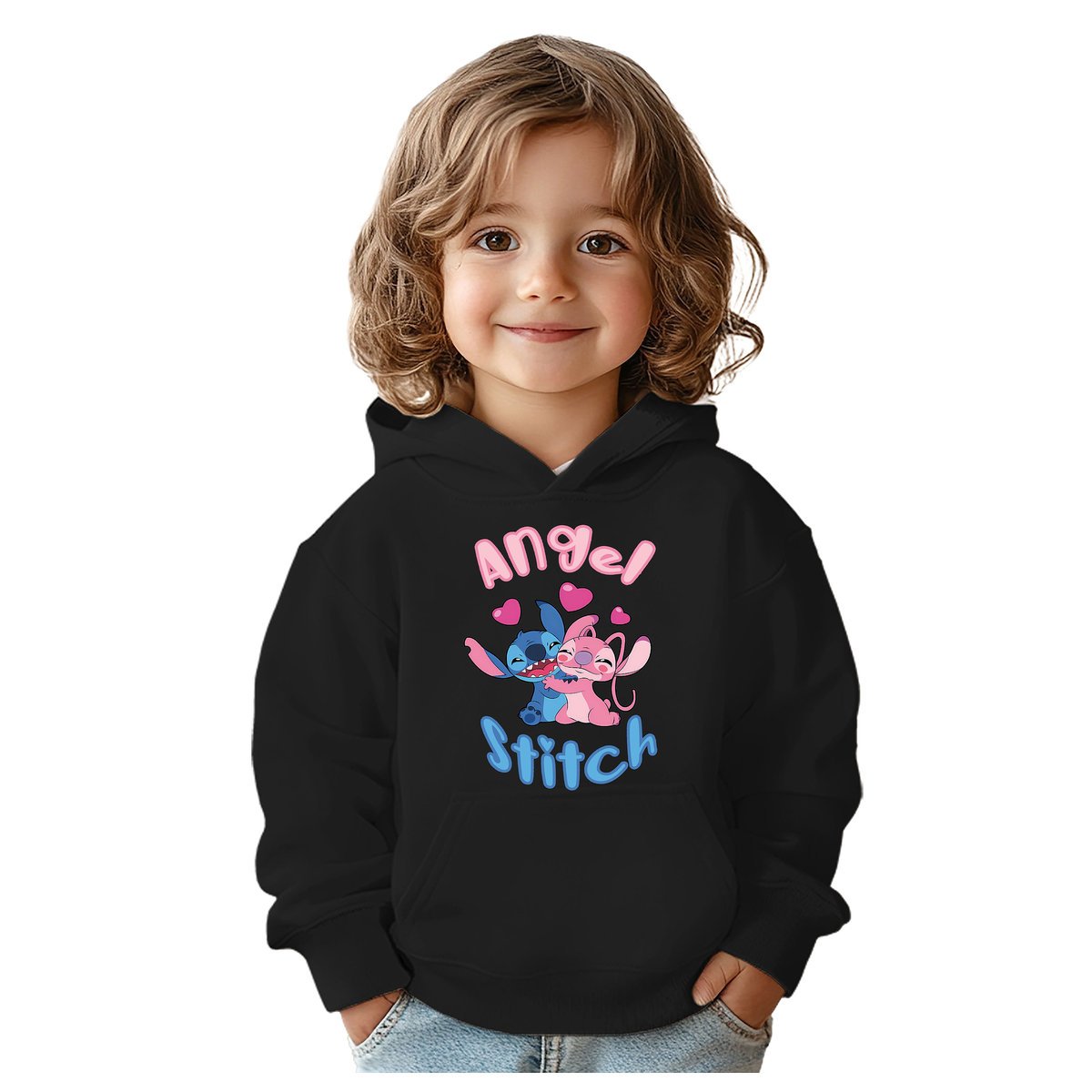 BLUZA DZIECIĘCA STITCH ANGEL ANDZIA 122-128 Z KAPTUREM BAWEŁNIANA JAKOŚĆ