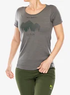 Koszulki i topy damskie - Koszulka damska Brubeck Outdoor Wool Pro T-Shirt - grey/mountains - miniaturka - grafika 1
