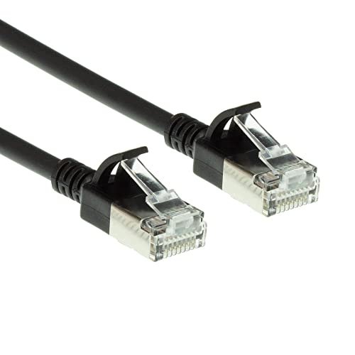 ACT Kabel sieciowy CAT6a, U/FTP LSZH LAN cienki kabel 3,8 mm Slimline, elastyczny kabel CAT 6a z wtyczką RJ45, do stosowania w centrach danych, 0,15 m, czarny – DC7930