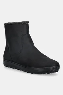Ecco botki nubukowe Soft 7 Tred Warm damskie kolor czarny na płaskim obcasie ocieplone 450753-02001 - Botki damskie - miniaturka - grafika 1