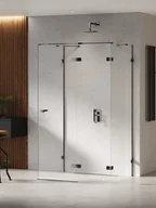 Kabiny prysznicowe - New Trendy Czarna przyścienna kabina prysznicowa prawa 100x80 EXK-6261 Eventa Black Chrome - miniaturka - grafika 1