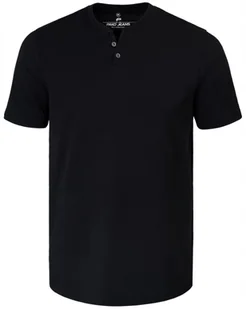 T-SHIRT Męski Koszulka w Serek CZARNA Bawełniana LEON L Pako Jeans - Koszulki męskie - miniaturka - grafika 1