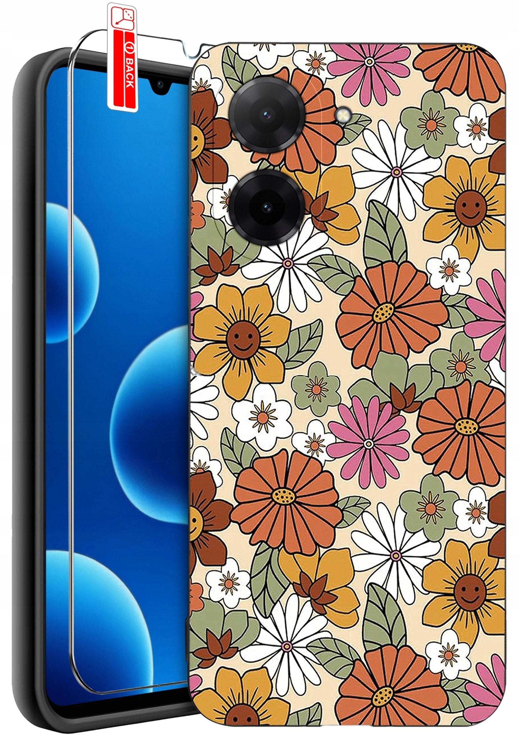 ETUI do Xiaomi Redmi A5 WZORY SILIKONOWE MATT CASE + SZKŁO 9H