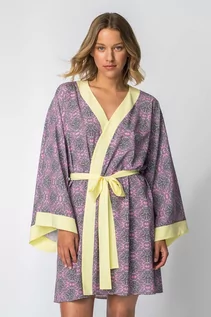 Szlafroki damskie - Kimono z kolorowym nadrukiem-model 2(LA-107) - grafika 1