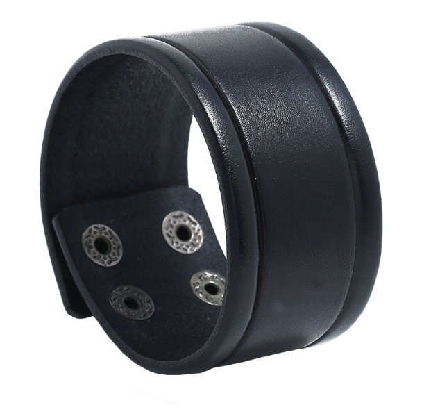 Punk bransoletka skórzana dla mężczyzn Czarny