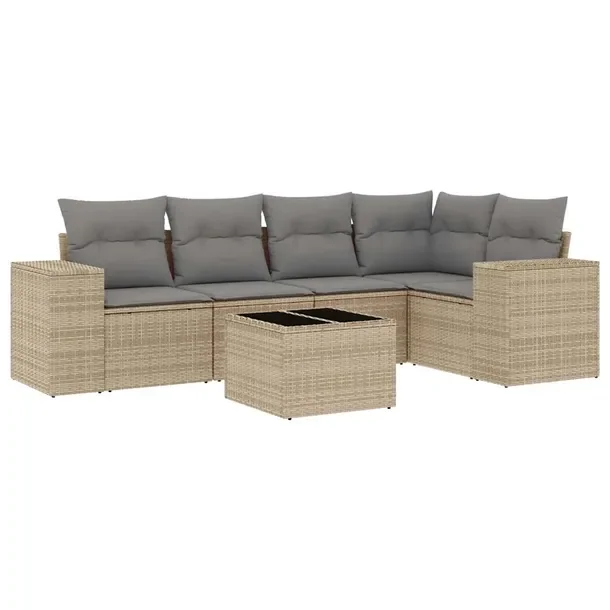 Zestaw mebli ogrodowych modułowych z rattanem PE beżowy 62 x 62 x 69 cm