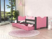 Łóżka - Łóżko parterowe 160x80 szare różowe MIKOŁAJ - miniaturka - grafika 1