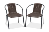Fotele i krzesła ogrodowe - Zestaw KRZESEŁ Krzesło Ogrodowe SIMPLE Brązowe na Taras metal Komplet 2szt - miniaturka - grafika 1