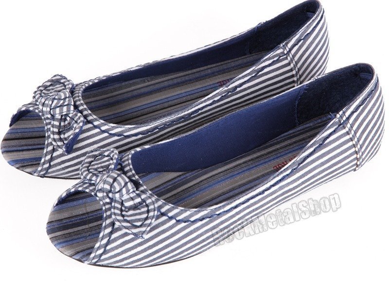 balerinki NEW AGE - WHITE/GRAY STRIPES -40