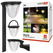 Lampy ogrodowe - 2x Lampa solarna LED 3w1 wbijana wisząca ścienna 2 barwy światła SuperLED - miniaturka - grafika 1
