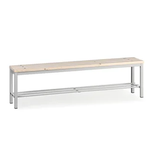 B2B Partner Ławka szatniowa z półką na buty, siedzisko - listwy, długość 1500 mm, szara 179323 - Meble do szkół i przedszkoli - miniaturka - grafika 1