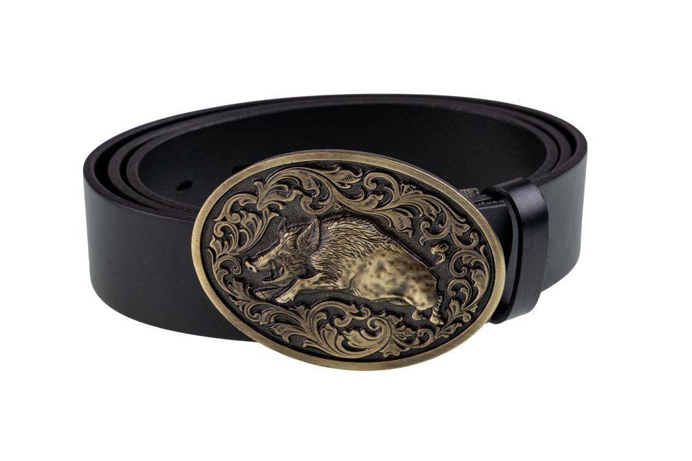 Pasek skórzany BÓR HUNTER CLASSIC - Wild Boar Gold -105