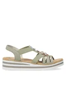 Sandały damskie - Rieker Sandały V0245-52 Zielony - miniaturka - grafika 1