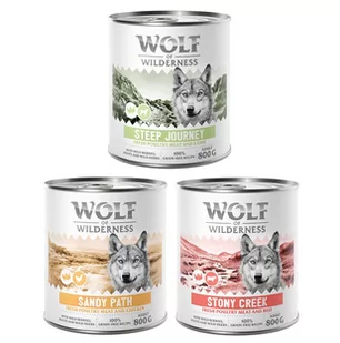 Mieszany pakiet próbny Wolf of Wilderness Adult - 6 x 800 g: Drób z wołowiną, drób z kurczakiem, drób z jagnięciną - Mokra karma dla psów - miniaturka - grafika 1