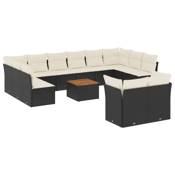 Zestaw mebli ogrodowych z rattanem PE, czarny, wymiary: 62x62x69 cm, 55x62x