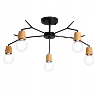Lampa Sufitowa Wisząca Skandynawska Loft Drewno 5 - Lampy sufitowe - miniaturka - grafika 1