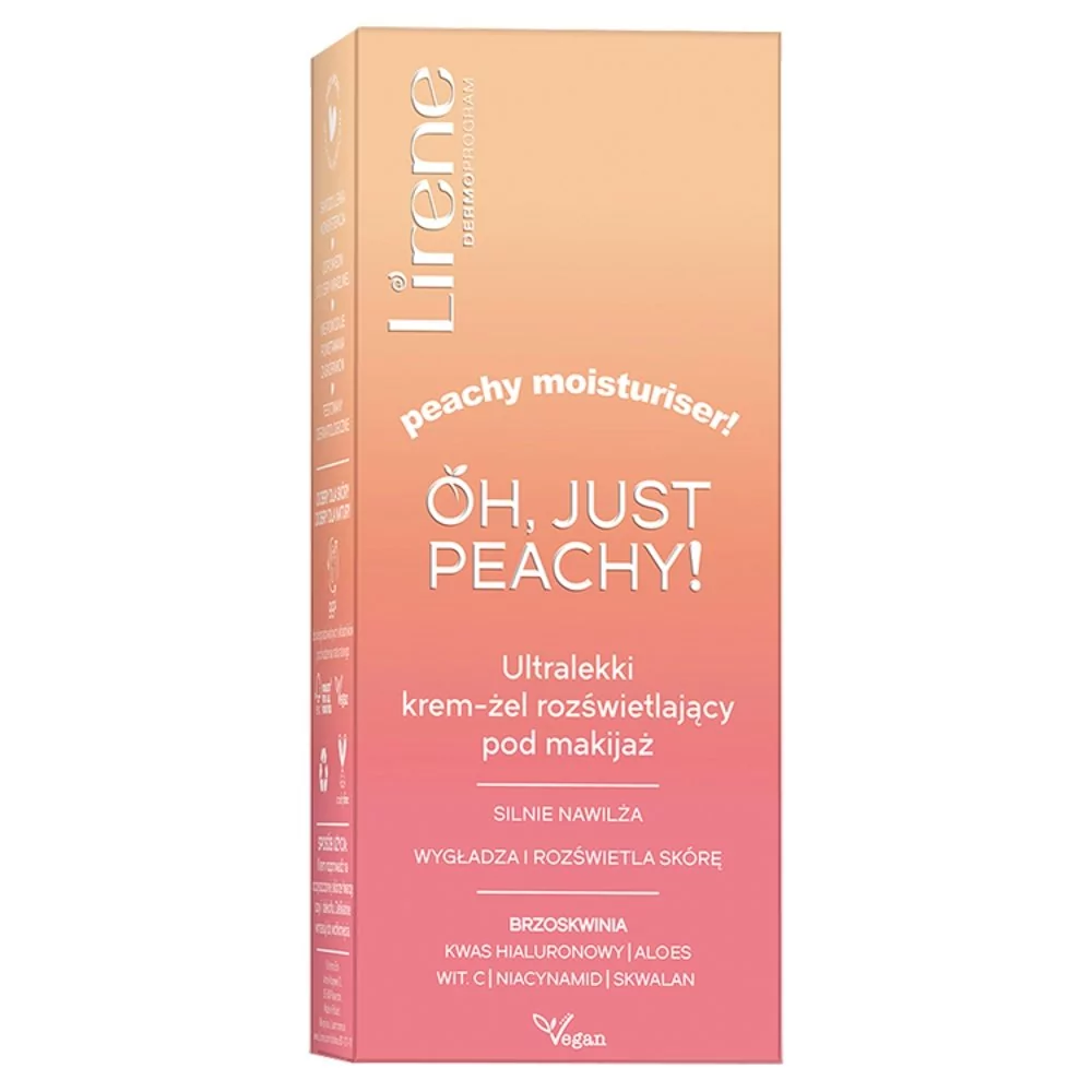 Lirene Oh Just Peachy! - ultralekki krem-żel rozświetlający pod makijaż 50ml
