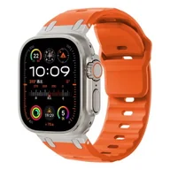 Akcesoria do smartwatchy - Pasek D-Pro Metro Band opaska sportowa do Apple Watch 4/5/6/7/8/9/10/SE/Ultra 44/45/46/49mm (Pomarańczowy / Srebrny) - miniaturka - grafika 1